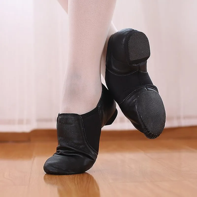 Unisex Slip-On Jazz Shoes Genuine Leather Rubber Split Sole Ballet Dance Sneakers