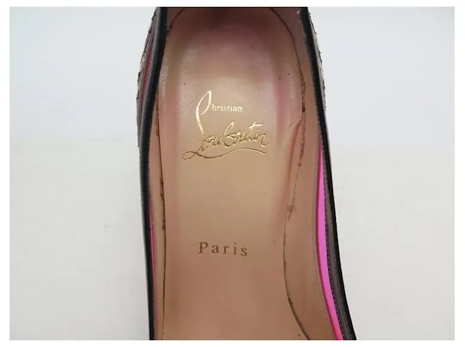 ZAPATOS CHRISTIAN LOUBOUTIN TACONES PAULINA 37.5 ZAPATO PIEL PITÓN Castaño 